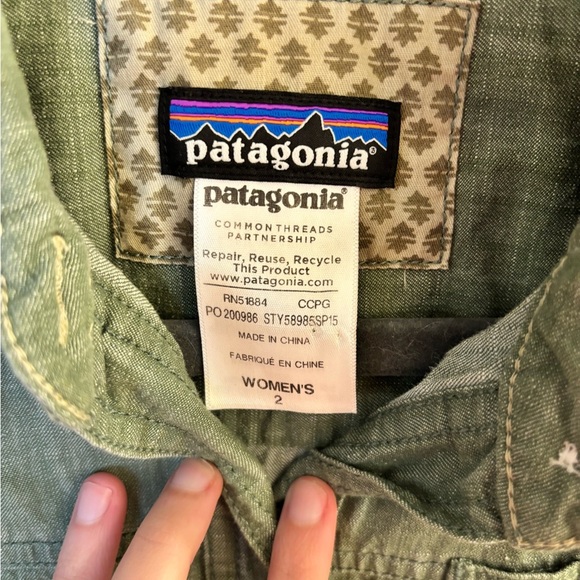 Patagonia Green Button-Up Cotton Dress - Picture 4 of 6